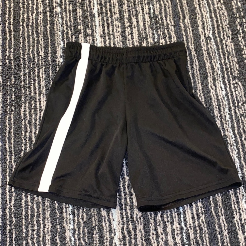Black Athletic Shorts with White Stripe